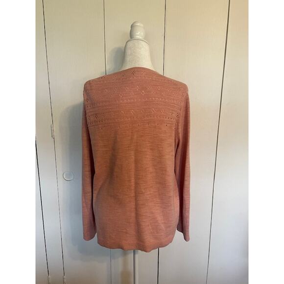 Coldwater Creek Size Large Button Front Cardigan Sweater Pink Cotton Blend - Picture 4 of 6